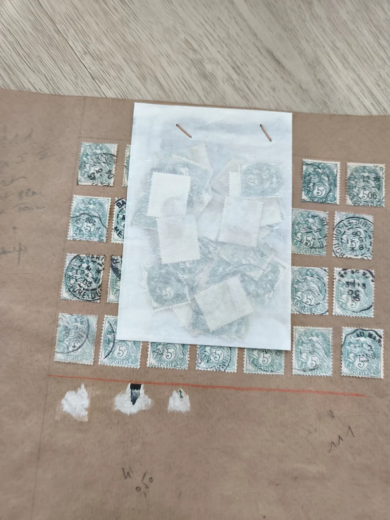 Gros lot timbres anciens Marianne 5c vert planche étude philatélie France