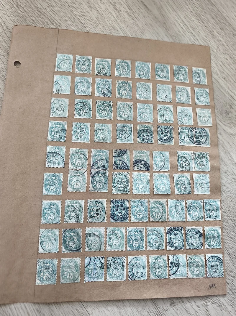 Gros lot anciens timbres étude Marianne France oblitérés planche philatélie