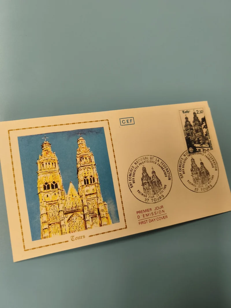 Enveloppe FDC premier jour d?émission Tours illustration cathédrale timbre 2,10?
