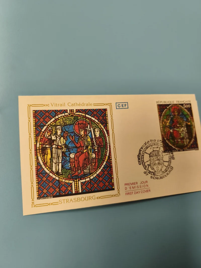 Enveloppe FDC Strasbourg vitrail cathédrale premier jour d'émission timbre color