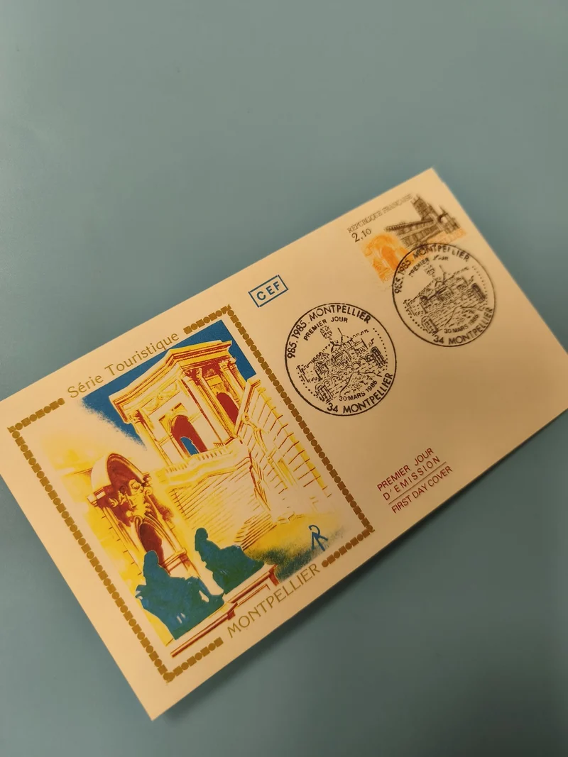 Enveloppe FDC Premier Jour Montpellier Série Touristique illustration colorée