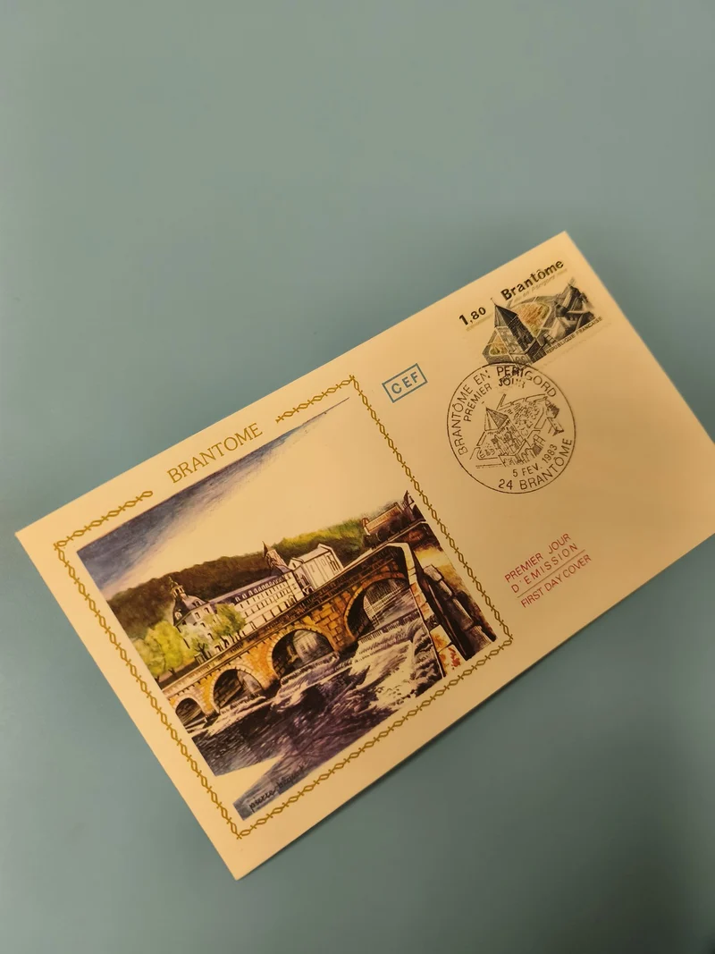 Enveloppe premier jour Brantôme FDC timbre 1.80 illustration pont abbaye