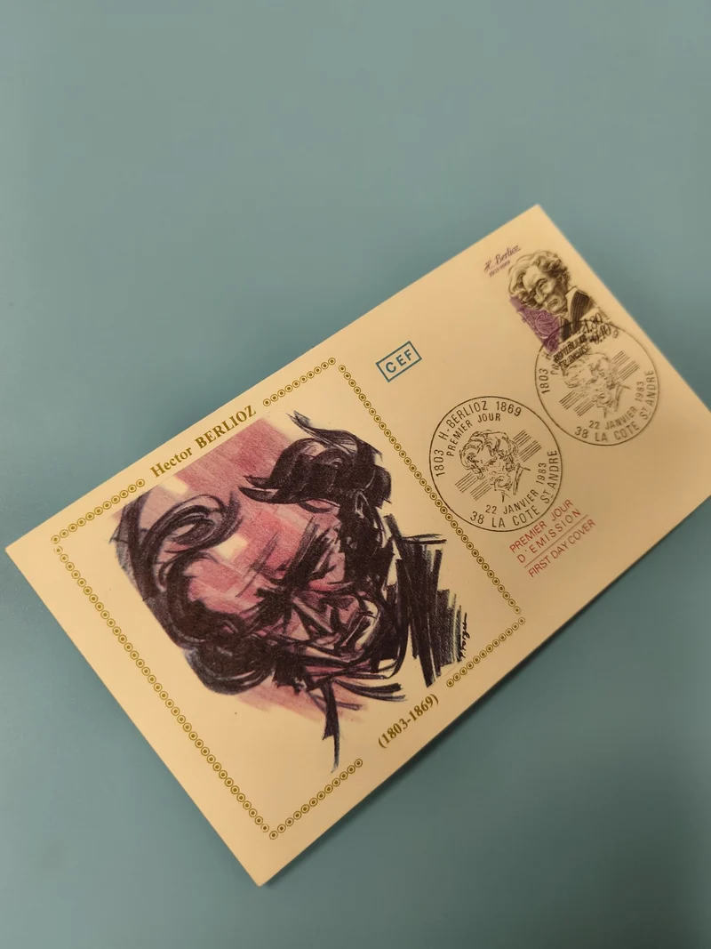 Enveloppe FDC Premier Jour Hector Berlioz illustrée timbre cachet musical (Ref 1