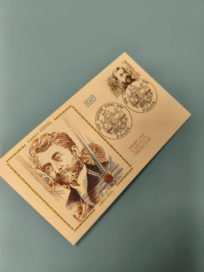 Enveloppe premier jour Gustave Eiffel FDC oblitérée motif portrait timbre