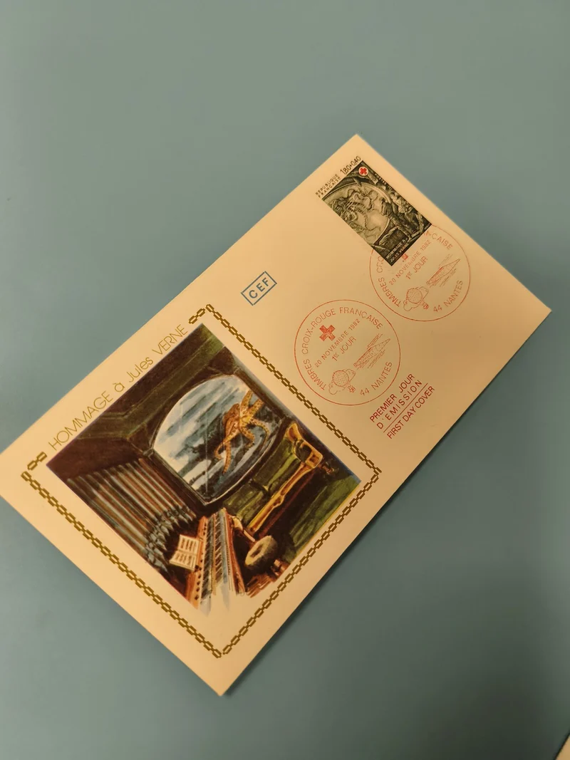 Enveloppe premier jour FDC Hommage Jules Verne timbre Croix-Rouge (Ref 11)