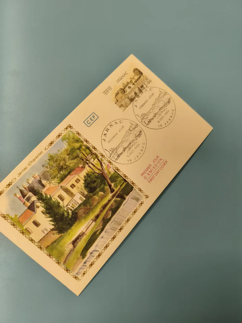 Enveloppe FDC premier jour Jarnac illustration couleur timbre oblitéré