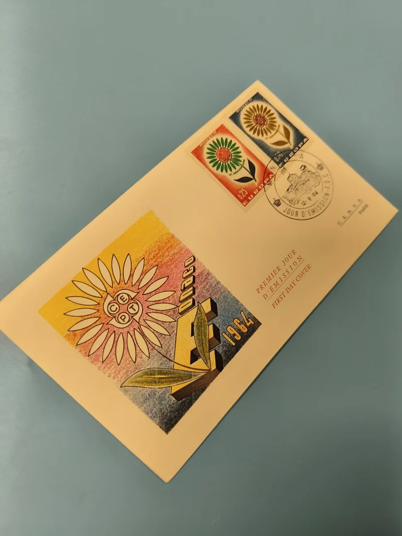 Enveloppe premier jour d?émission FDC 1964 timbres Europe motif fleur