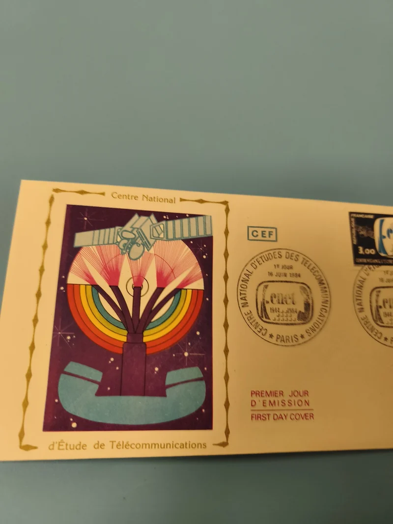 Enveloppe Premier Jour FDC Télécommunications CEF 1984 illustration satellite
