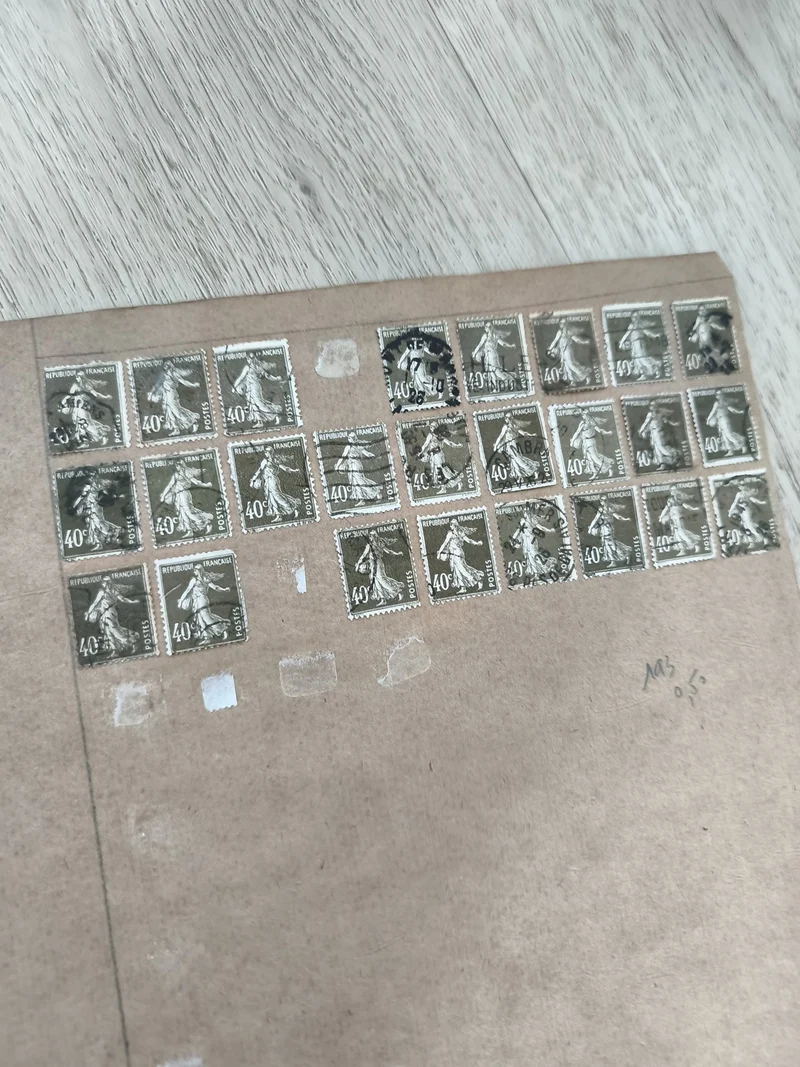 Gros lot timbres anciens d'étude Marianne 40c sur planche philatélie collection
