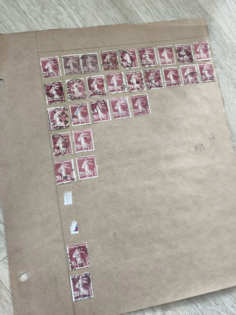 Gros lot ancien timbres d'étude Marianne 20c rouge planche philatélie France