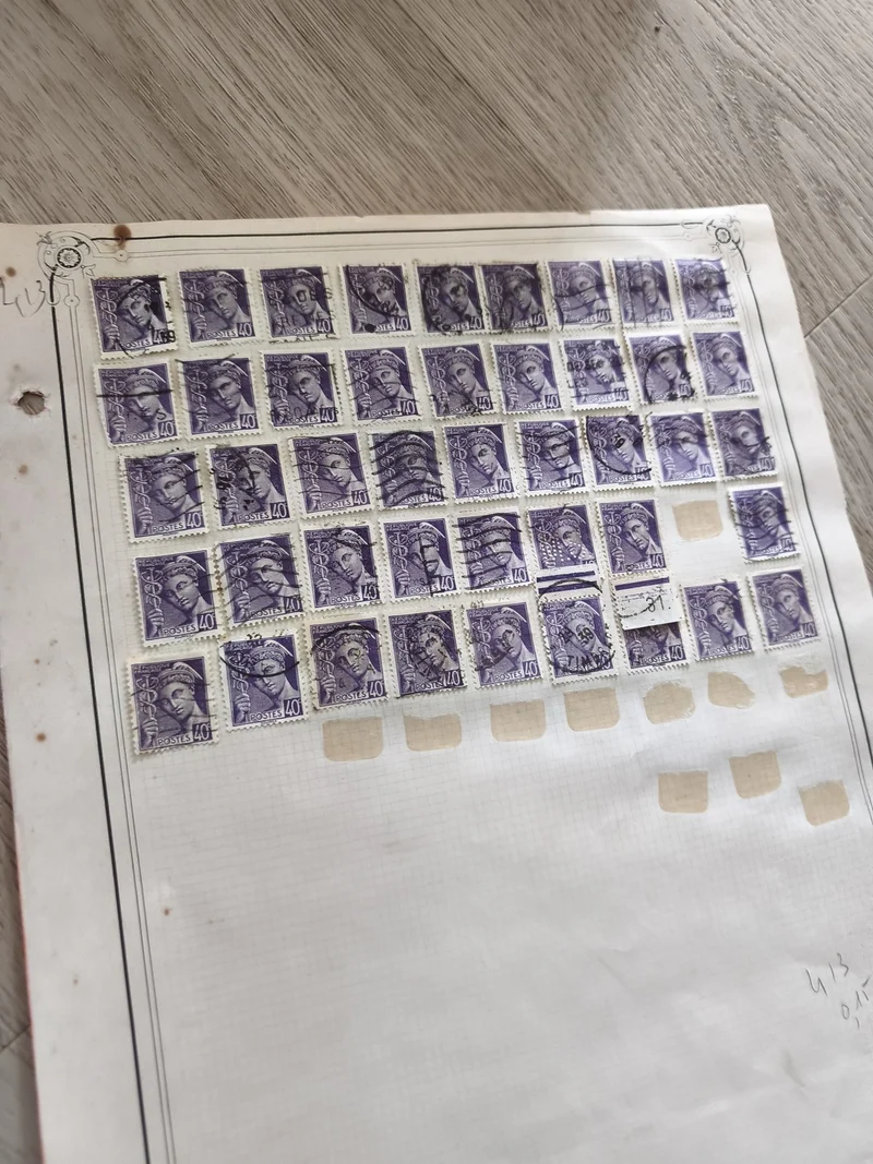 Gros lot timbres anciens Marianne violet 40c oblitérés philatélie étude