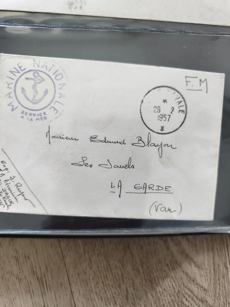 Ancienne enveloppe Marine Nationale 1957 oblitérée philatélie militaire