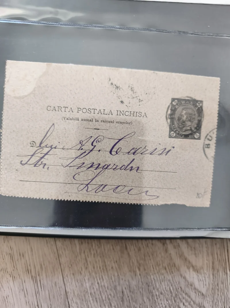 Ancienne carte postale philatélie oblitérée timbre Roumanie écriture manuscrite