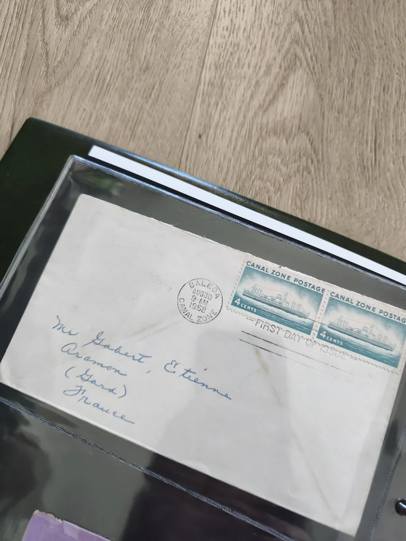 Ancienne enveloppe philatélie oblitérée Canal Zone 1956 timbre 1er jour
