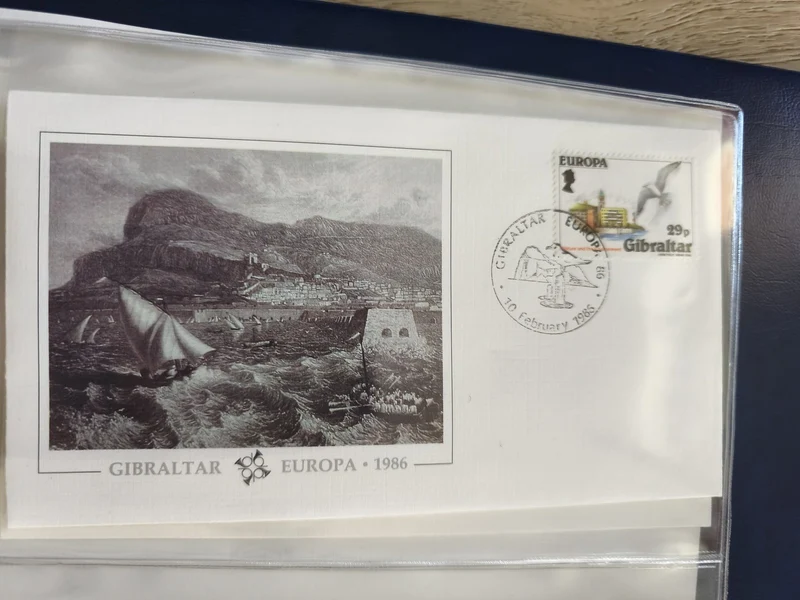 Enveloppe premier jour Gibraltar 1986 FDC timbre Europa illustration port voilie