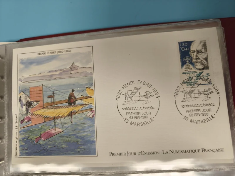 Enveloppe premier jour FDC Henri Fabre Marseille 1986 timbre aviation