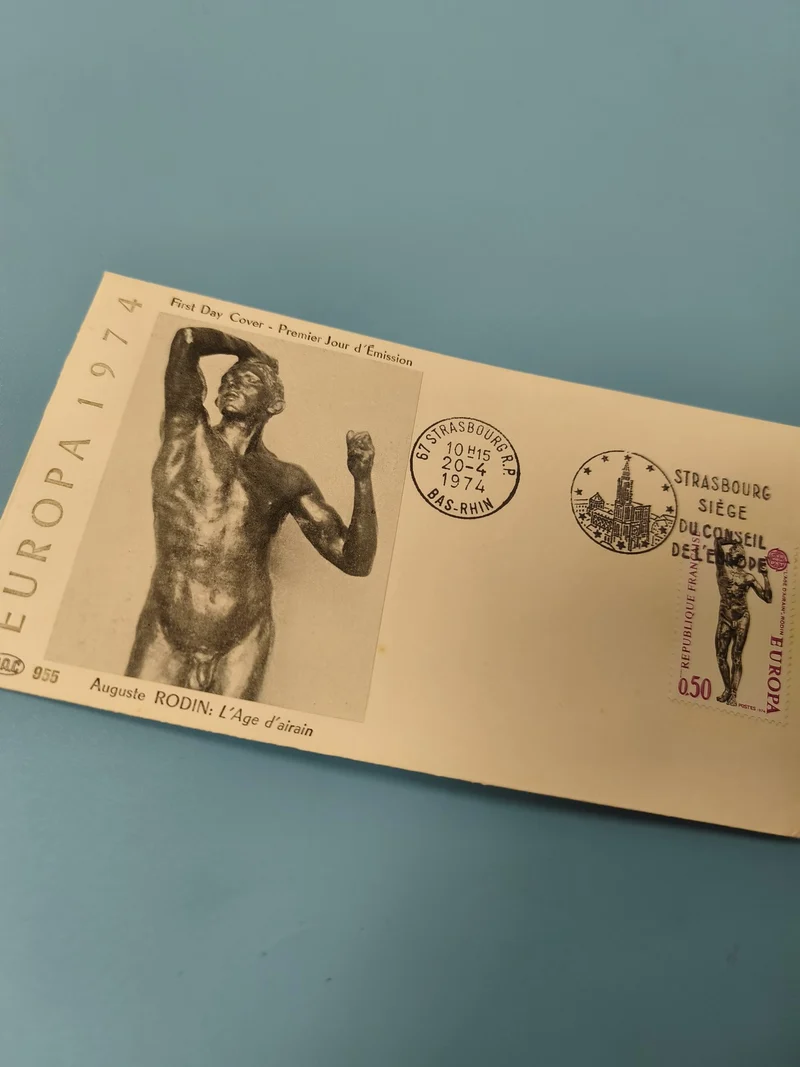 Enveloppe premier jour FDC EUROPA 1974 Strasbourg Rodin L?Âge d?airain (Ref 11)