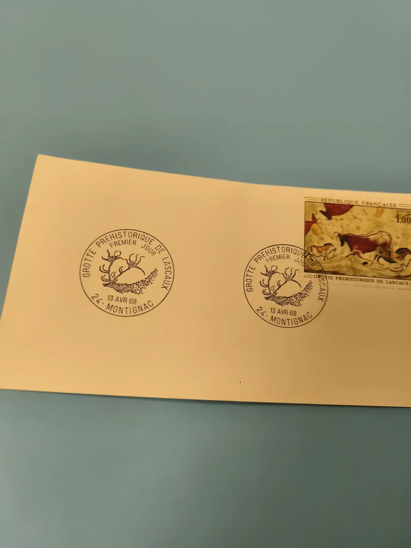 Enveloppe FDC premier jour Montignac Lascaux 1968 timbre préhistoire