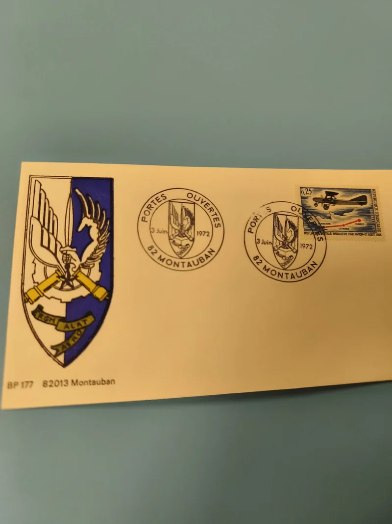 Enveloppe premier jour Montauban 1972 Portes Ouvertes timbre avion FDC