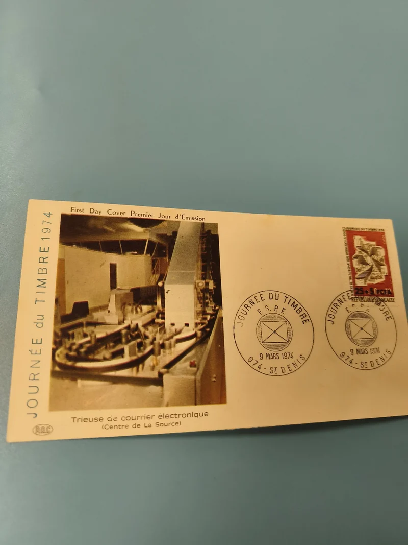 Enveloppe FDC premier jour d?émission 1974 Journée du Timbre St Denis cachet