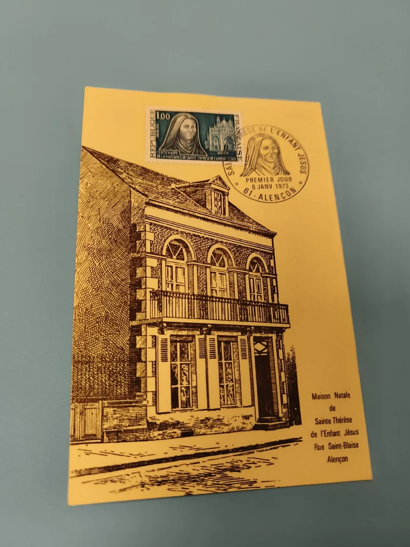 Enveloppe premier jour FDC Sainte Thérèse Alençon 1973 timbre illustré
