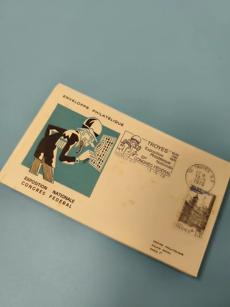 Enveloppe philatélique FDC Exposition Nationale Troyes 1978 illustration couleur