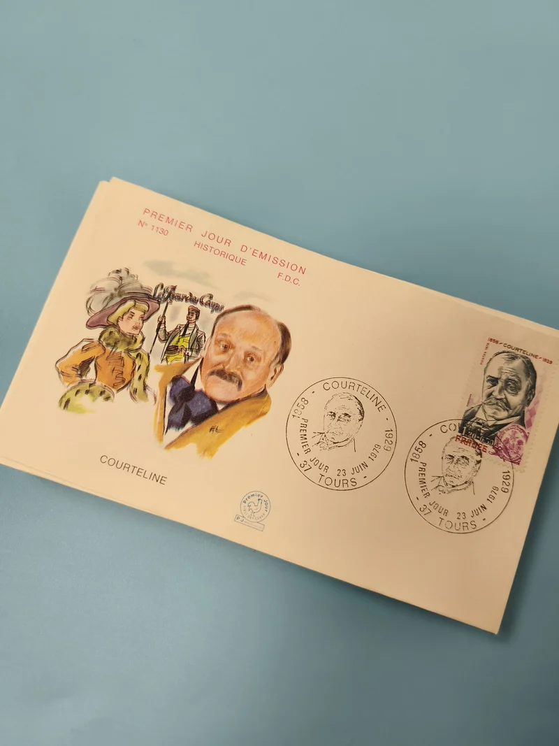 Enveloppe Premier Jour d?Émission FDC Courteline illustrée, oblitérée, Ref 11