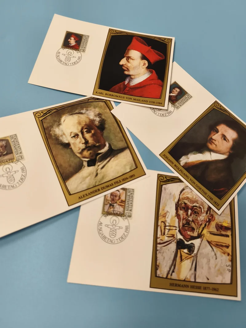 Lot cartes postales timbrées portraits célèbres philatélie Allemagne