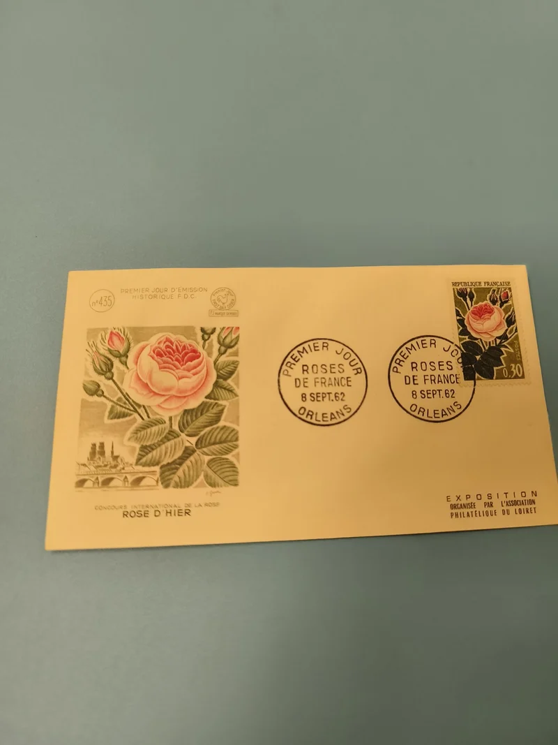 Ancienne enveloppe philatélie premier jour Orléans 1962 rose timbre FDC vintage