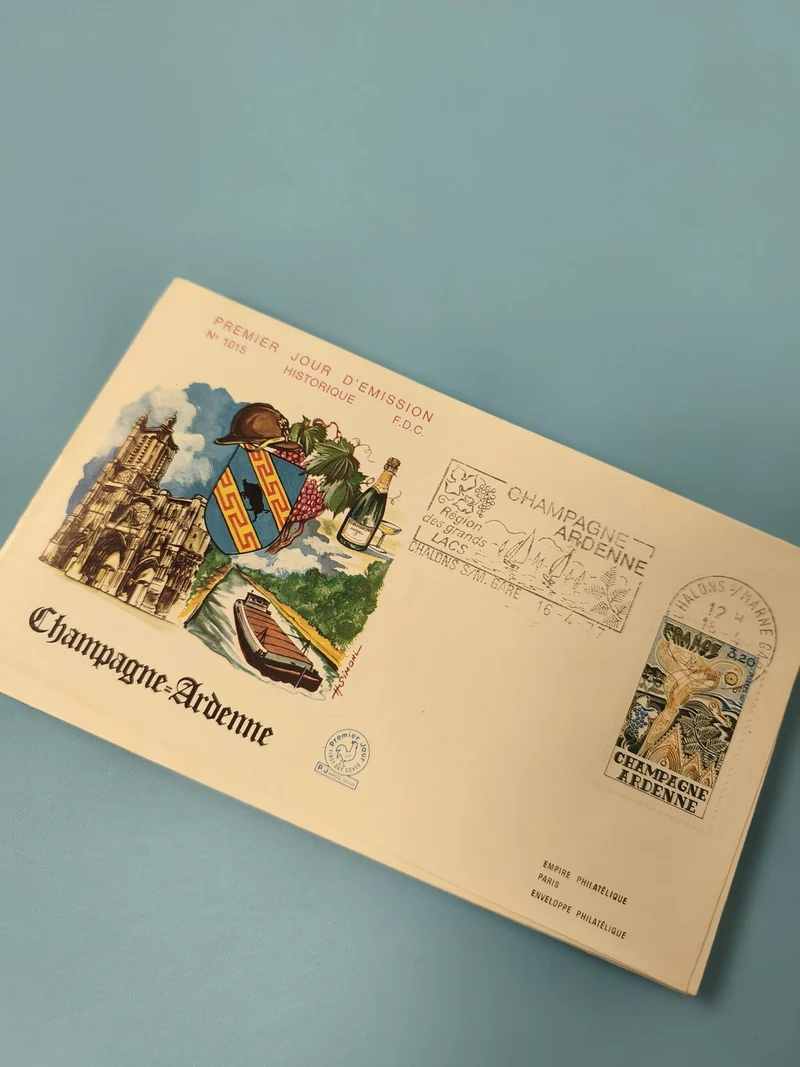 Enveloppe premier jour FDC Champagne-Ardenne illustration couleur état usagé