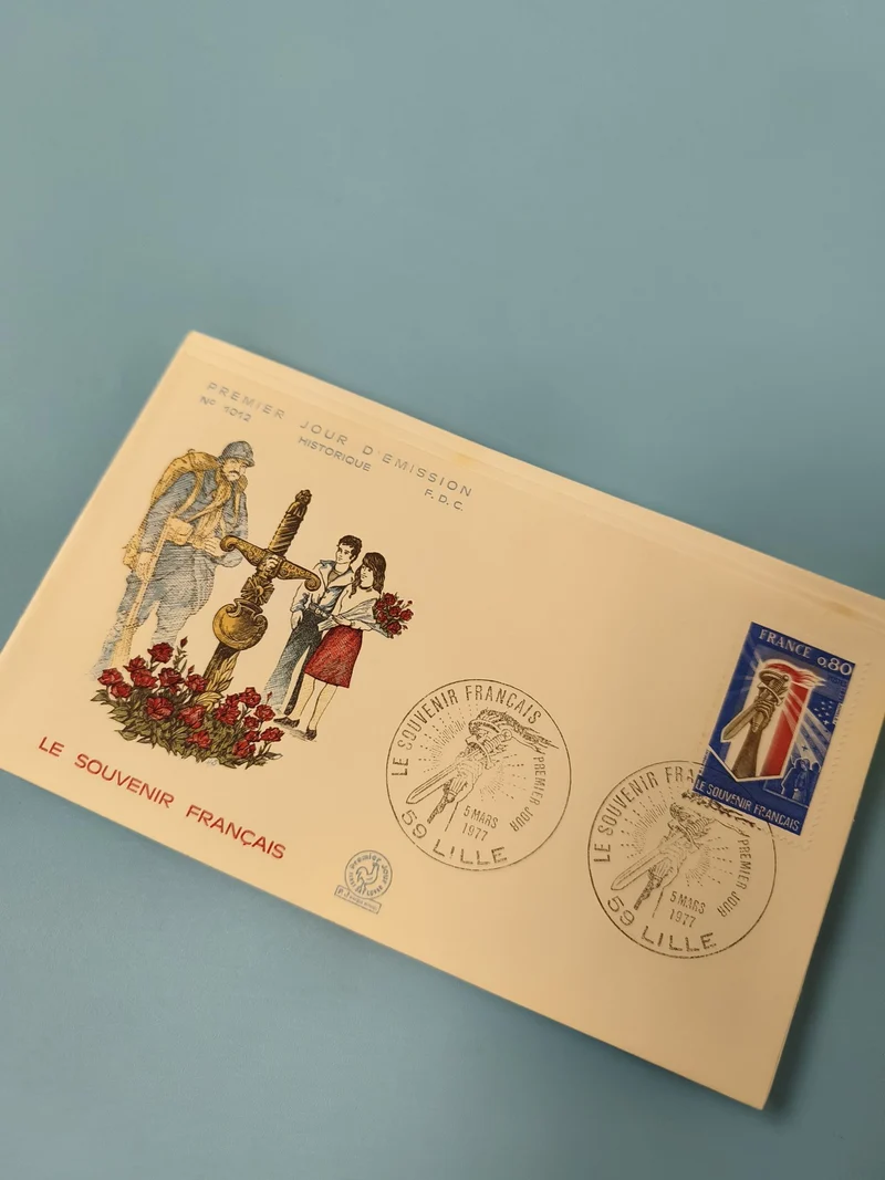 Enveloppe premier jour d?émission FDC Le Souvenir Français Lille 1977 timbre ble