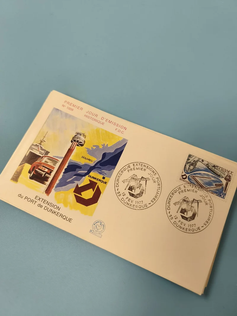 Enveloppe FDC premier jour Dunkerque 1977 timbre bateau port illustré
