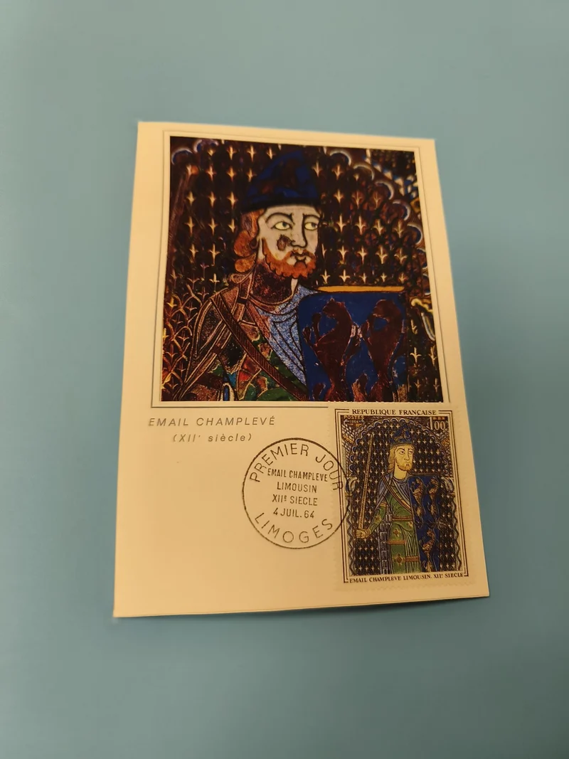 Enveloppe premier jour FDC Limoges Email Champlevé illustration couleur (Ref 11)