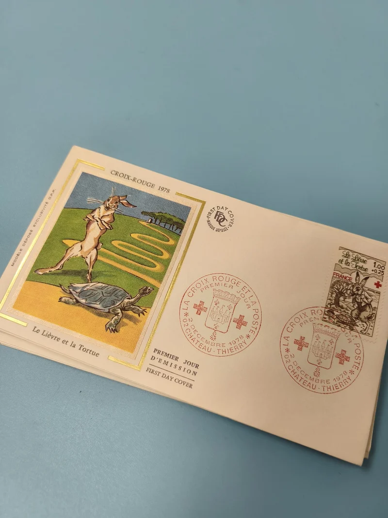 Enveloppe FDC Premier Jour Croix-Rouge 1978 Le Lièvre et la Tortue timbre France