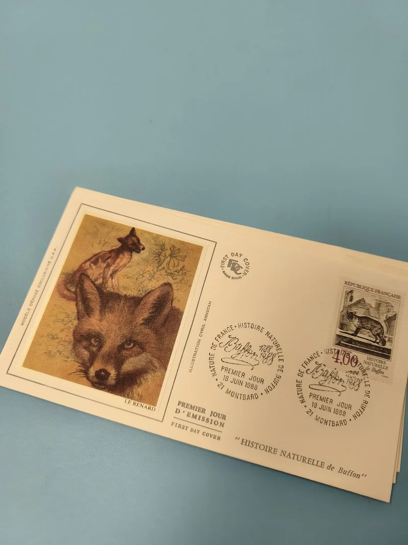 Enveloppe premier jour FDC Histoire Naturelle Buffon Renard 1988 Montbard