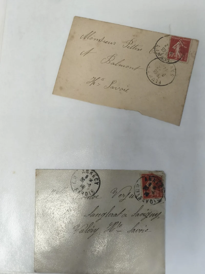 Lot anciennes enveloppes philatélie timbres rouges Savoie collection vintage