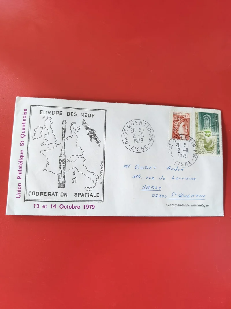 Enveloppe philatélie Europe des Neuf Coopération Spatiale 1979 timbres France