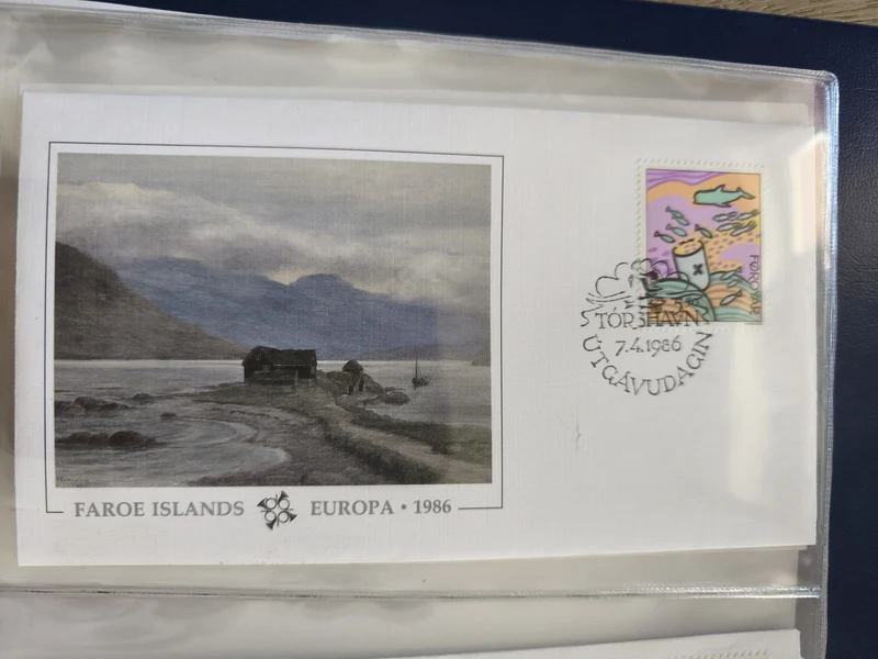 Enveloppe premier jour FDC Îles Féroé 1986 Europa paysage et timbre illustré