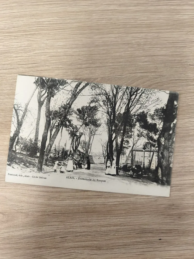 Ancienne CPA Alais Promenade du Bosquet ? Carte postale vintage noir et blanc