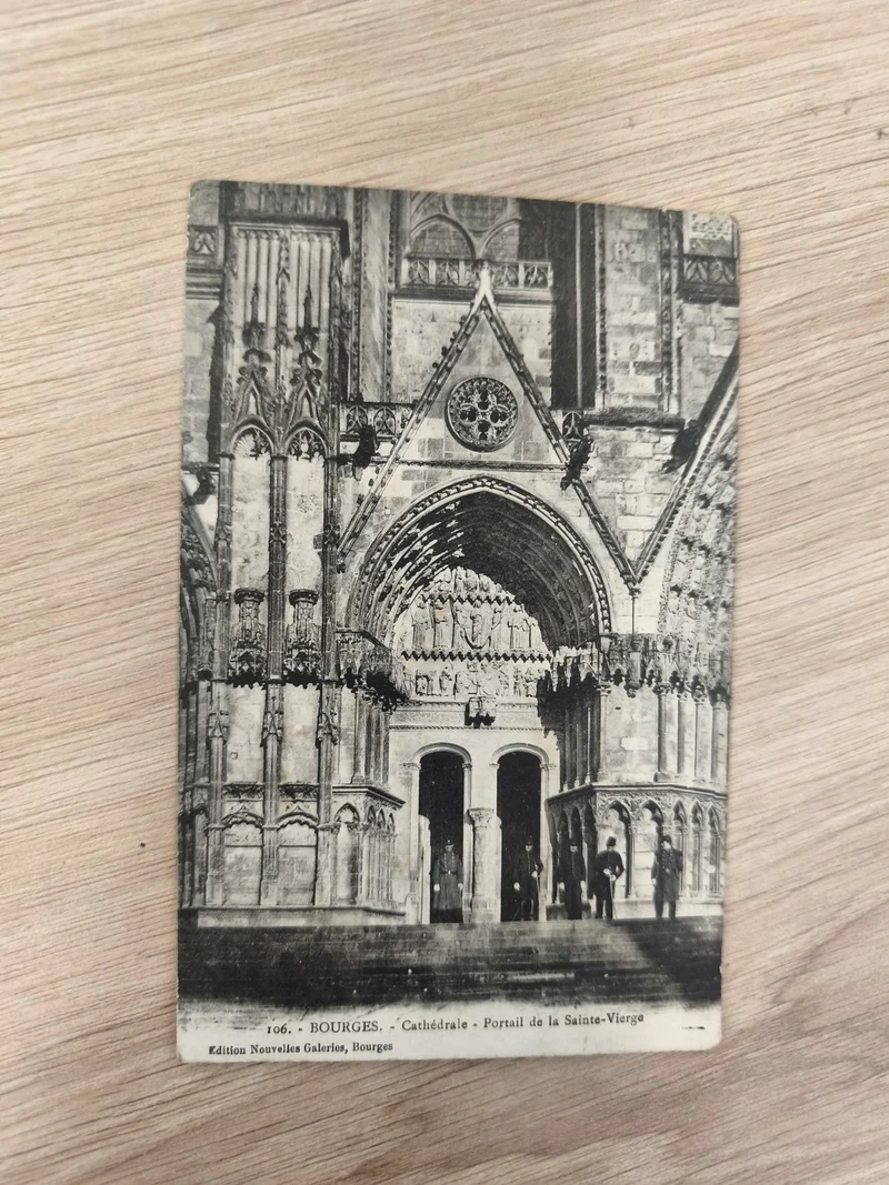 Ancienne CPA Bourges Cathédrale Portail Sainte-Vierge noir et blanc édition rare