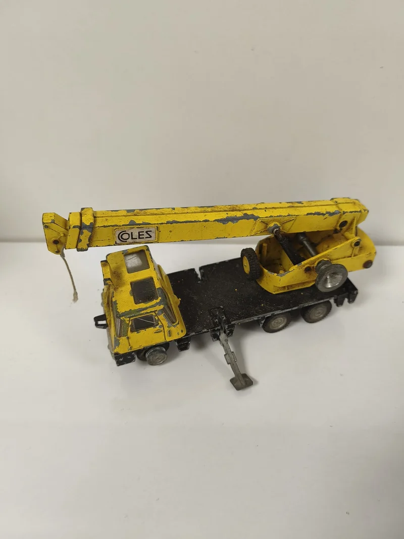 Dinky Toys COLES Hydra Truck 150T grue jaune vintage 980, remorque diecast