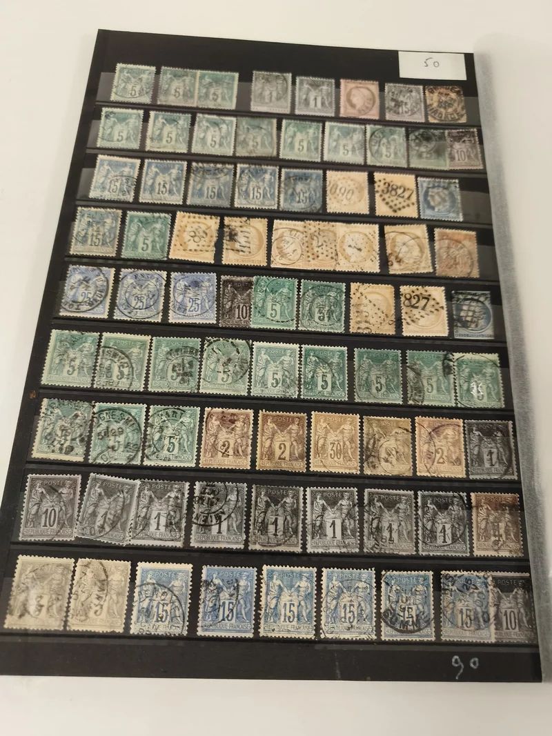 Lot de timbres anciens France oblitérés, XIXe siècle, collection philatélie