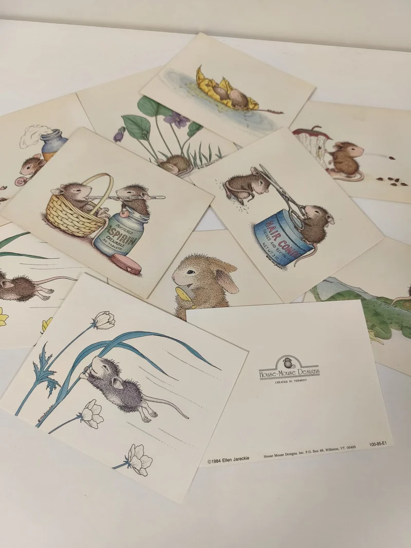 Lot cartes postales House Mouse Designs 1984 illustrations souris humoristiques