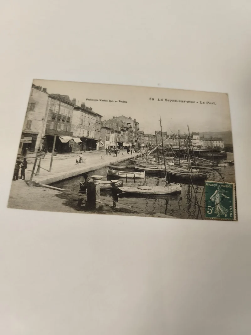 Carte postale ancienne La Seyne-sur-Mer Le Port vintage noir et blanc timbre 5c