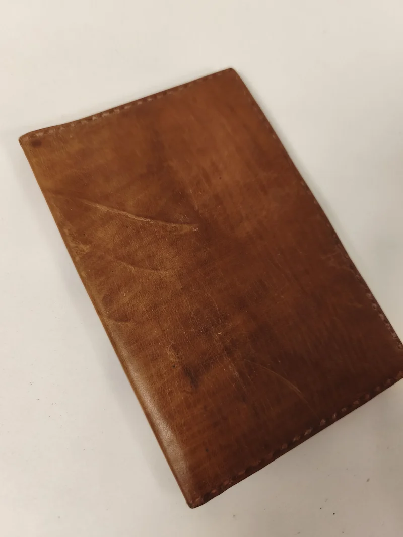 Ancien portefeuille cuir marron Ancienne, vintage, porte-cartes rétro