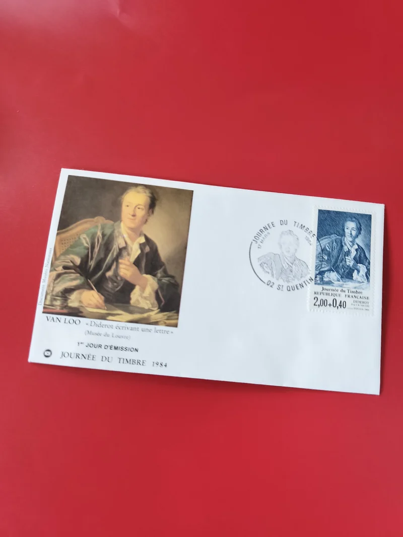 Enveloppe philatélie Journée du Timbre 1984 Diderot Van Loo timbre oblitéré