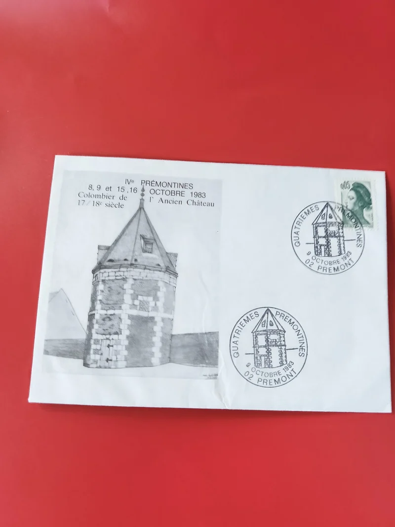 Enveloppe philatélie Prémontrées 1983 illustration château timbre France