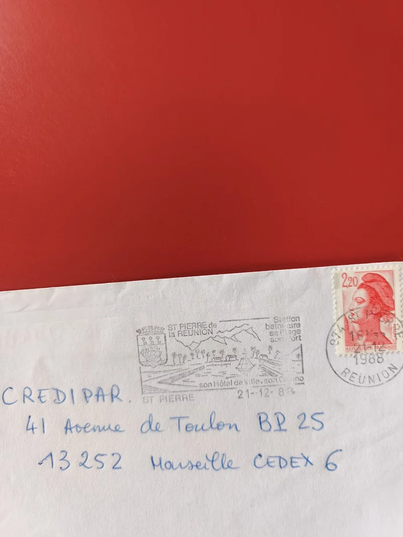 Enveloppe affranchie La Réunion 1988 Marianne 2,20 timbre et cachet postal