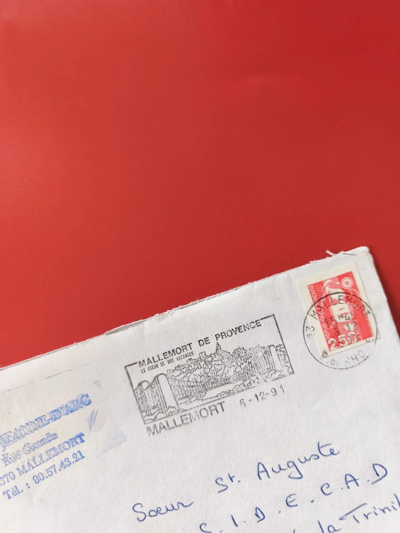 Enveloppe philatélie oblitérée Mallemort de Provence timbre rouge France