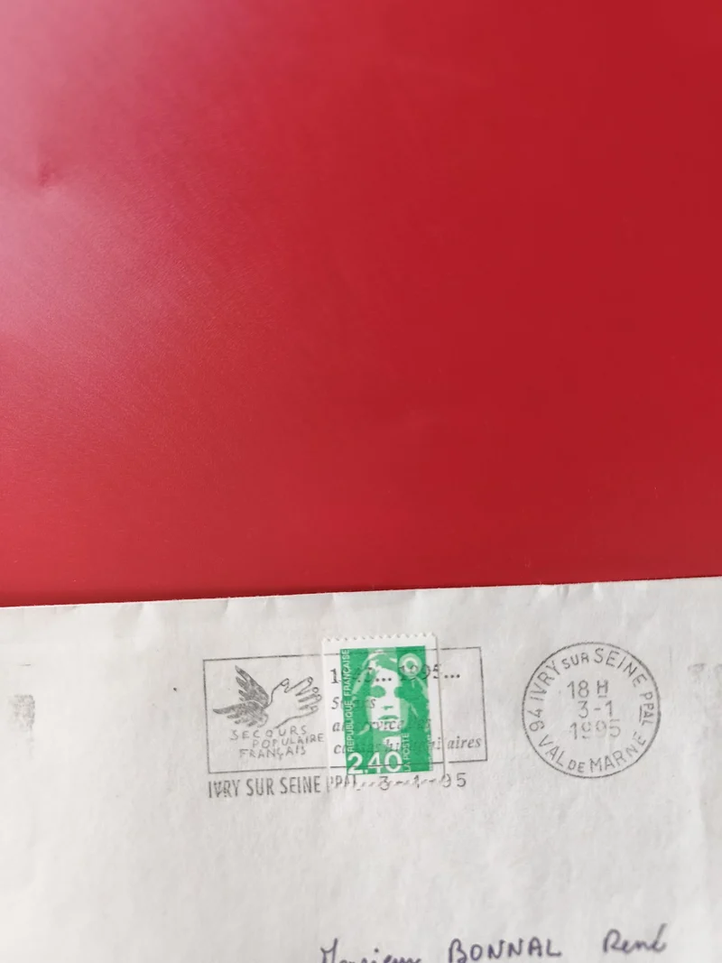 Enveloppe philatélie avec timbre Marianne vert 2,40 F oblitérée Ivry-sur-Seine